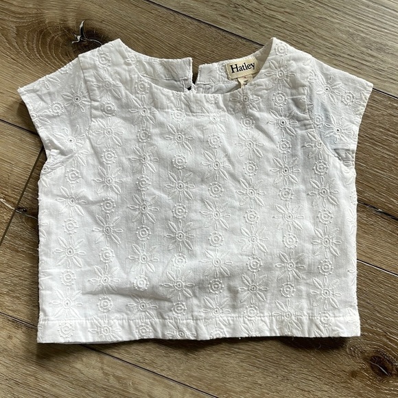 Hatley White Eyelet Short Sleeve Blouse Bow Detail - Picture 1 of 5